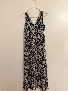 mittoshop Black Maxi Dress with Cream Floral Print